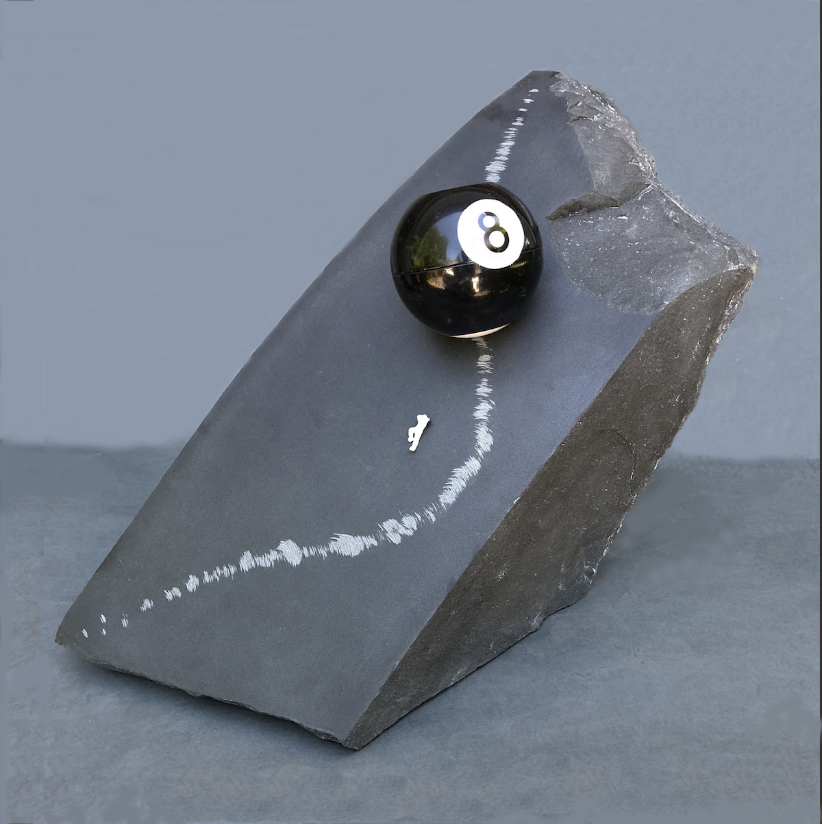 Caregiver, Basalt, barite, magic 8 ball 2015, Kirk McLean