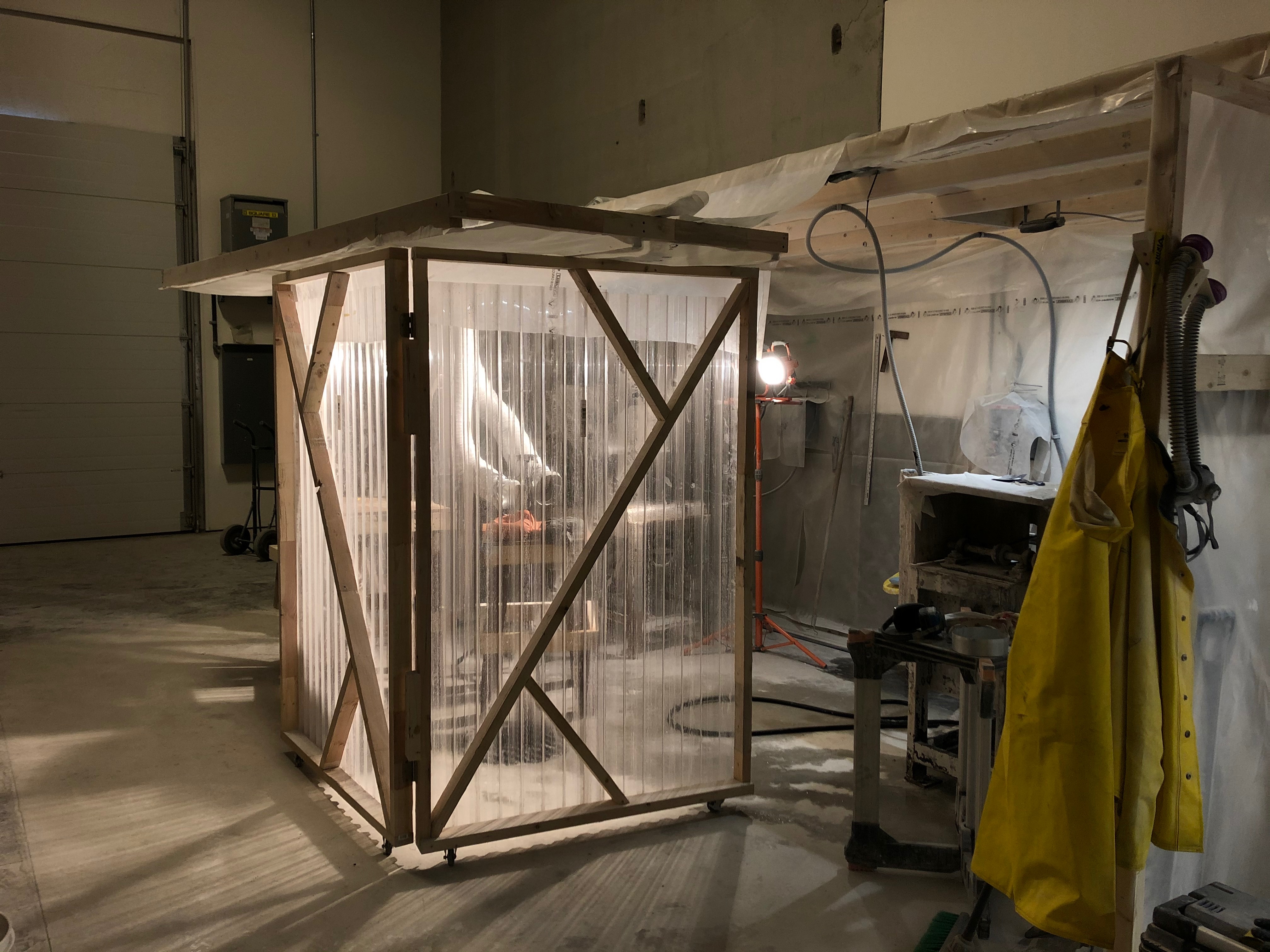 My devised modular walls to create a flex dust room